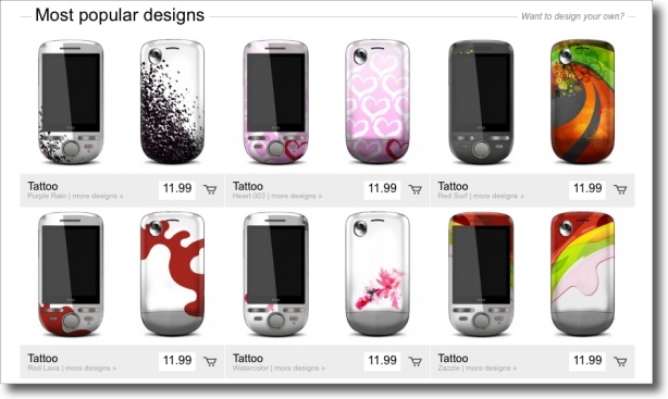 You too can kit out your Tattoo handset with the latest designs from 