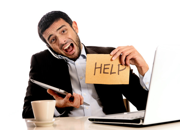 Businessman Overworked with Mobile Tech