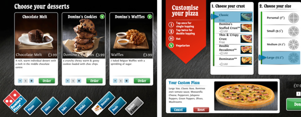 Dominos iPad App pizza