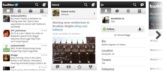 Twitter for Android screenshots