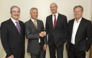 l to r: Richard Moat, CEO T-Mobile UK; Gervais Pellissier, CFO of France Telecom; Timotheus HÃƒÂ¶ttges, CFO of Deutsche Telekom; Tom Alexander, CEO Orange UK